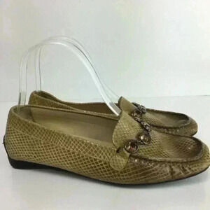 stuart weitzman Leather Snakeskin Print Driving